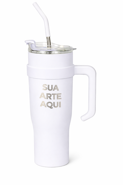 Copo Térmico 1,2L Tampa Acrílica + Canudo de Metal | Personalizável