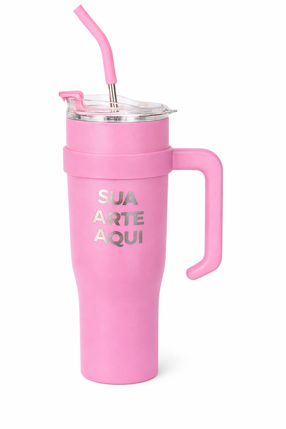 Copo Térmico 1,2L Tampa Acrílica + Canudo de Metal | Personalizável