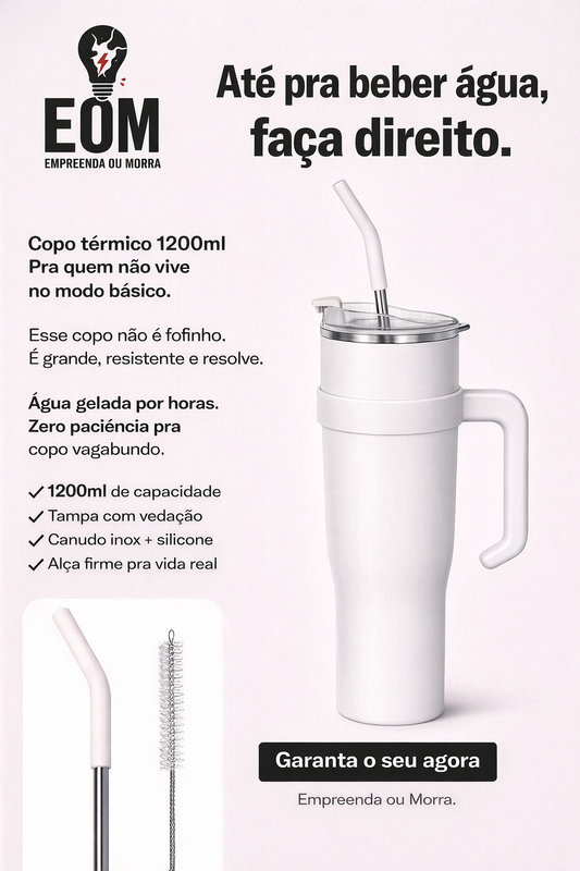 Copo Térmico 1,2L Tampa Acrílica + Canudo de Metal | Personalizável