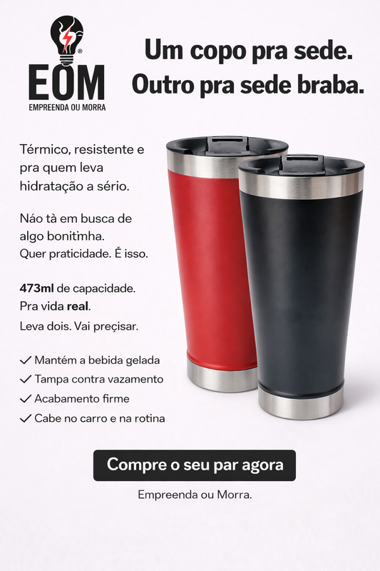 Copo Térmico Inox 473 ml | Resistente, Minimalista e Sem Frescura